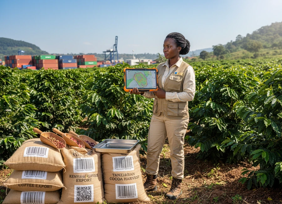 Agro Metal farm-to-port GPS traceability, digital batch tagging, and smallholder plot mapping in East Africa