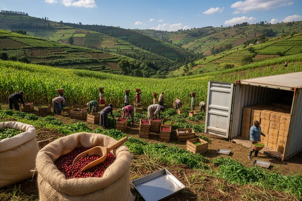 Peak harvest season collection across East African agricultural valleys