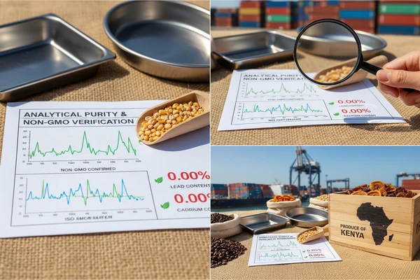 Accredited laboratory analysis report for Non-GMO and heavy metal purity
