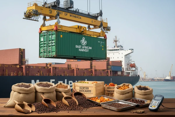 FOB container loading onto nominated cargo ship at East African port