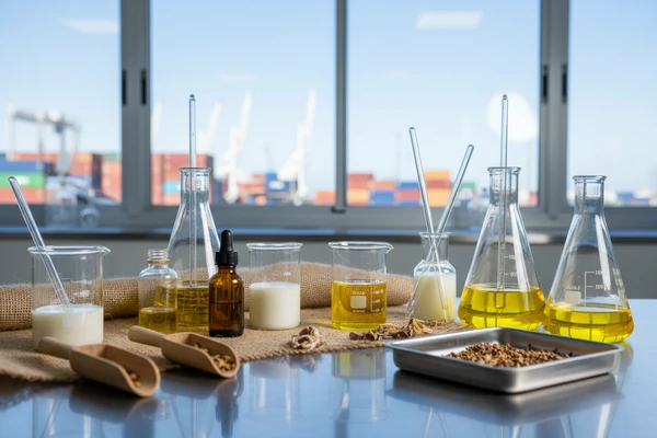 Cleanroom cosmetic and pharmaceutical formulation laboratory with natural botanical extracts