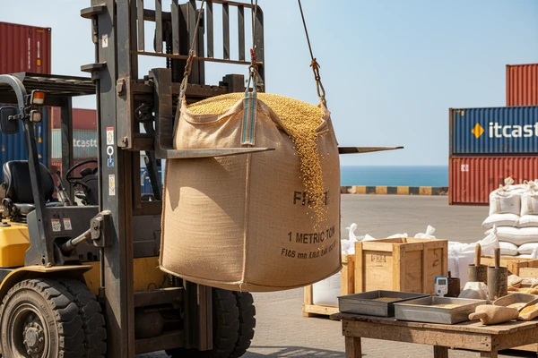 1-metric-ton bulk FIBC jumbo bags with forklift lifting loops
