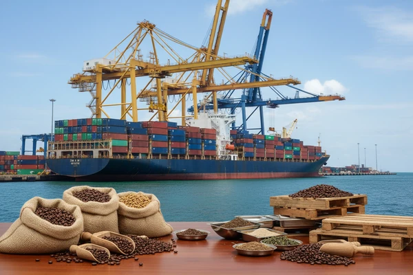 Container gantry cranes loading container vessels at Port of Mombasa deep-water berths