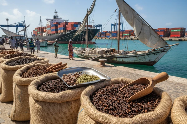 Port of Zanzibar spice loading berths and maritime trade gateway