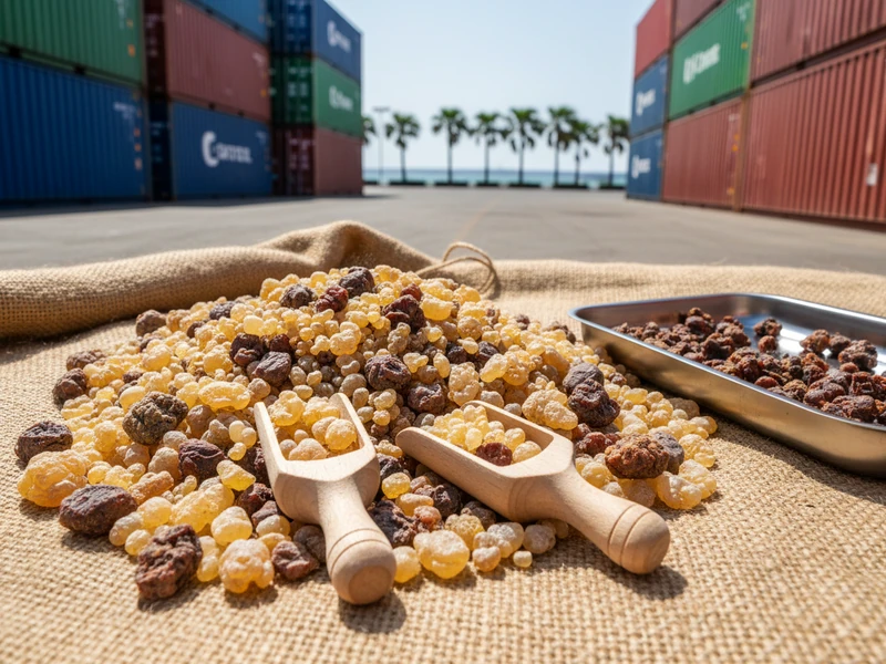Aromatic frankincense tears and myrrh resin