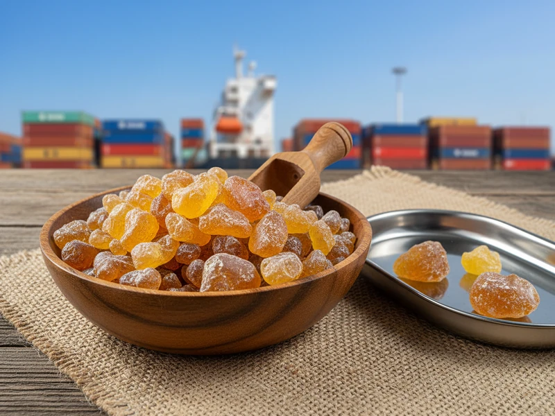 Translucent amber gum arabic tears