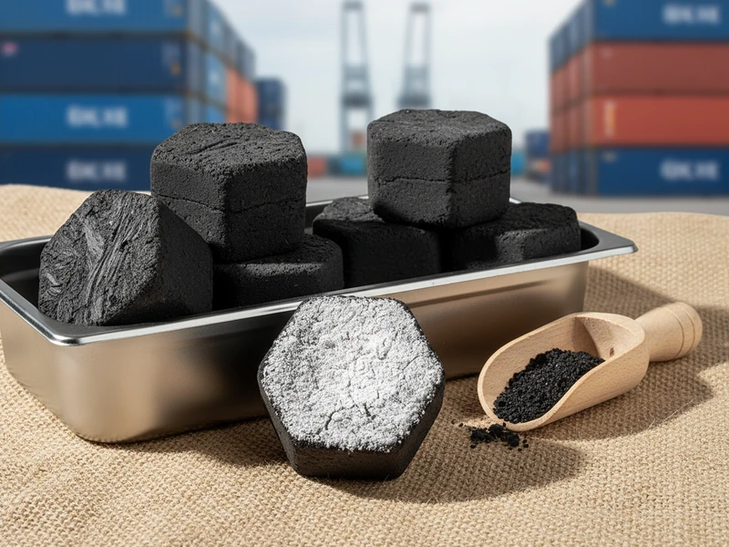 Compressed coconut shell charcoal briquettes