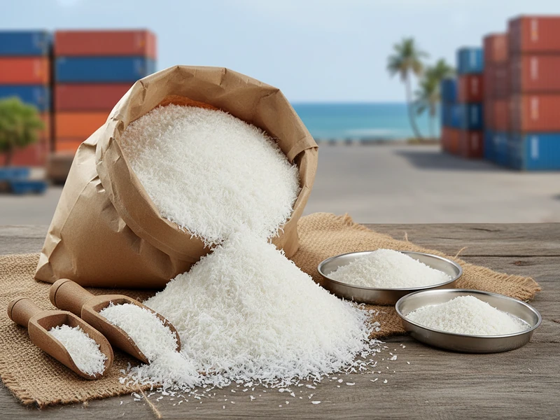 Pure white fine desiccated coconut powder