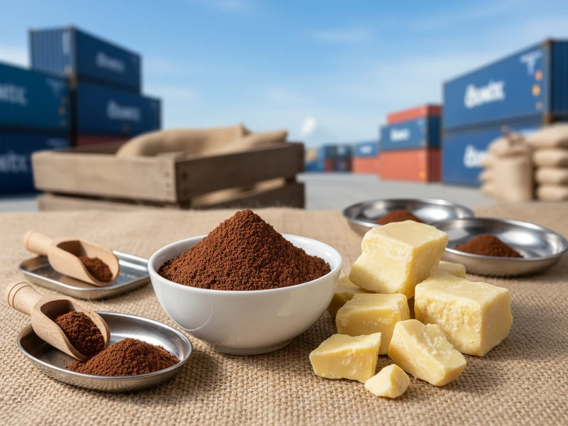 Solid cocoa butter blocks and cocoa powder