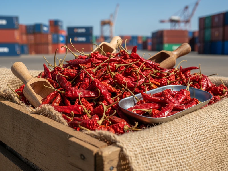 Whole dried red bird's eye chilies