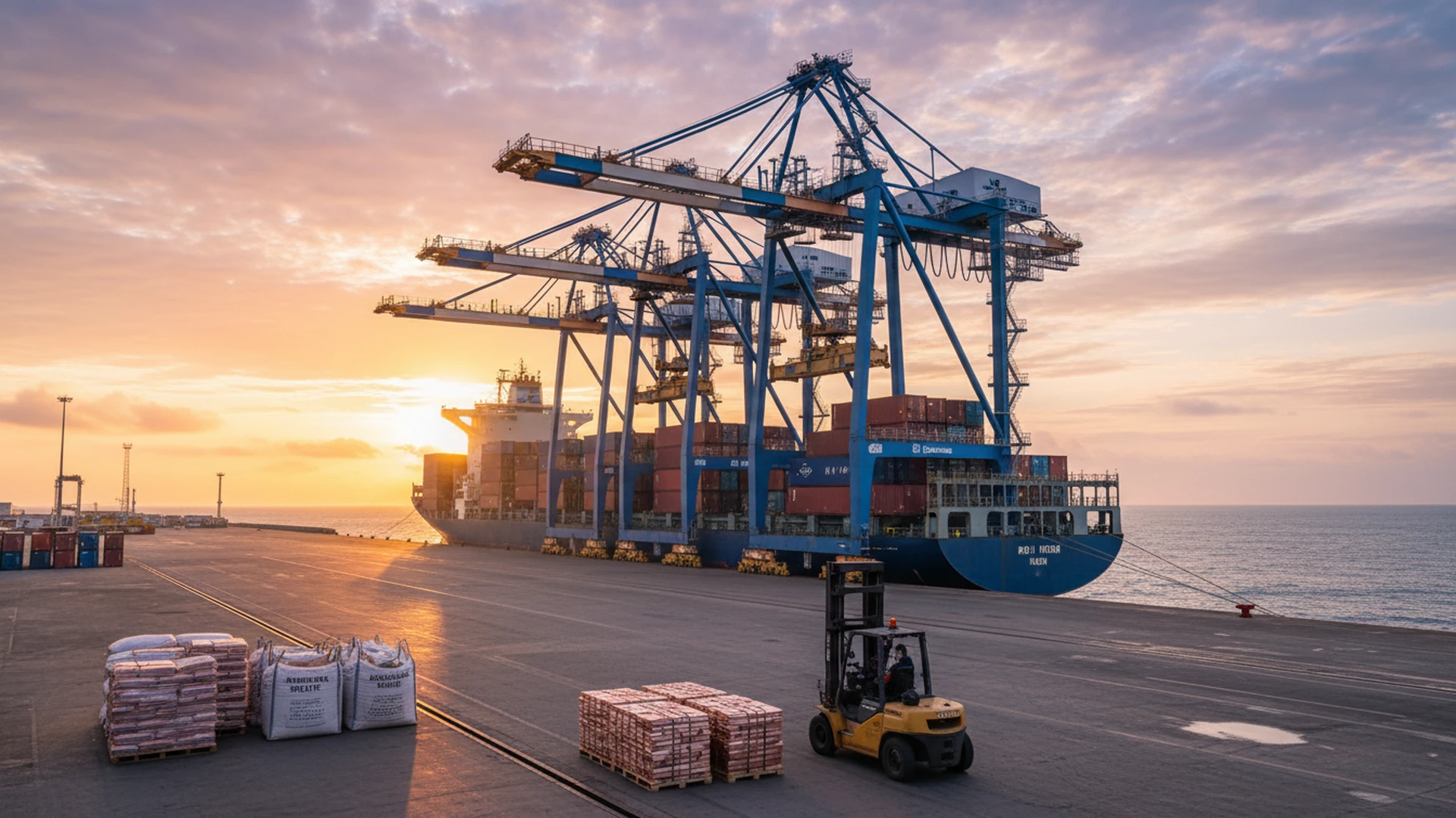 Heavy mineral export container loading and stevedoring at Port of Mombasa berths