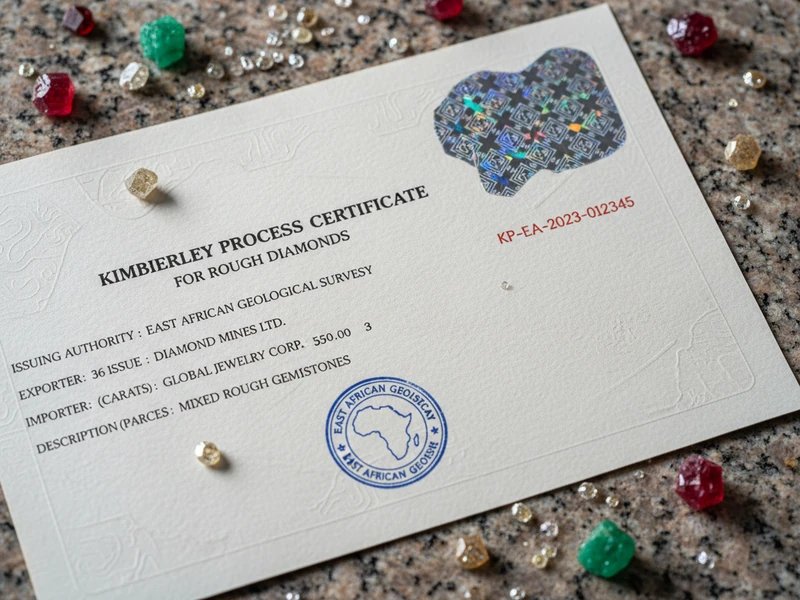 Official Kimberley Process Certificate for ethically traded gemstones