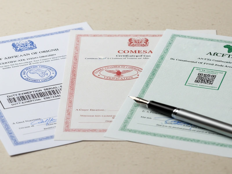 EAC and COMESA preferential certificate of origin document
