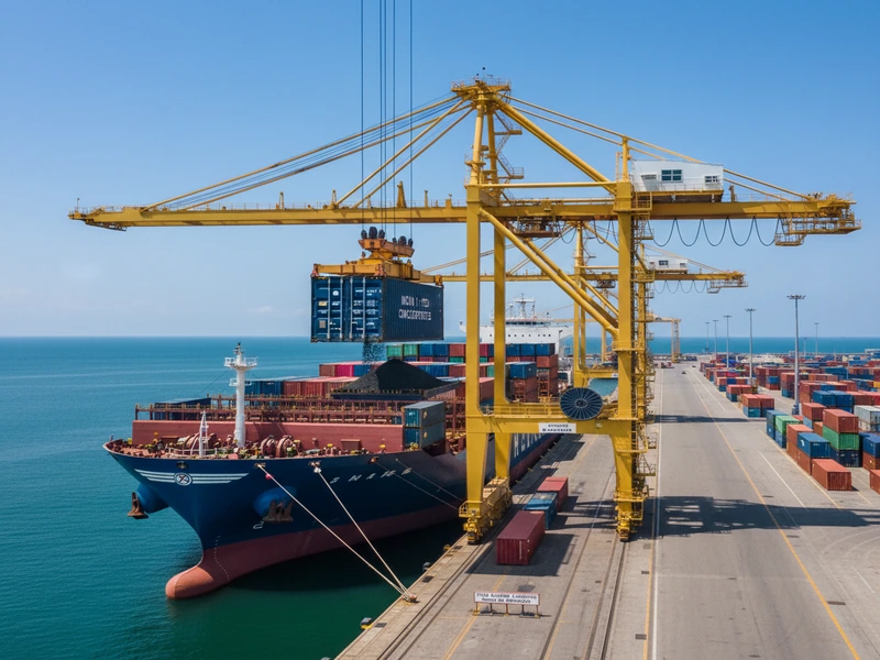 FOB mineral container loading onto cargo vessel at Mombasa port