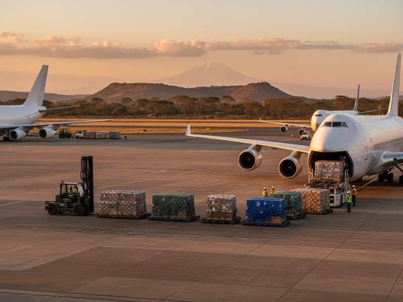 Jomo Kenyatta International Airport air cargo ramp and armored vault aircraft loading