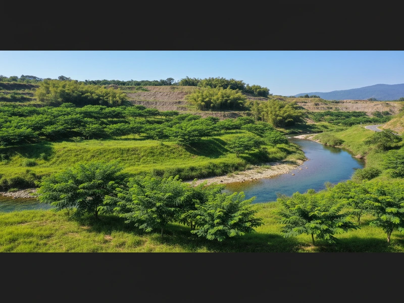 Reforestation of decommissioned mining site with indigenous trees and greenery
