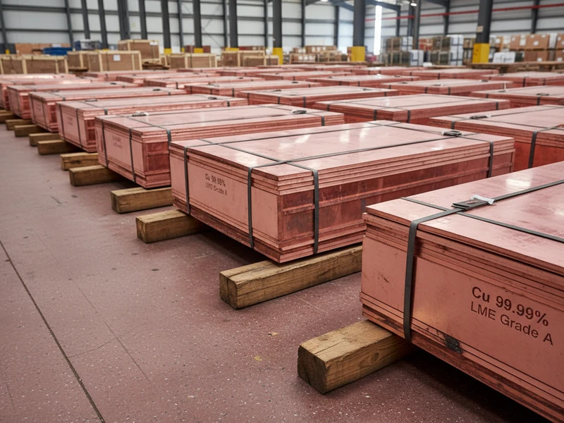 High-purity electrolytic copper cathode sheets stacked in bundles