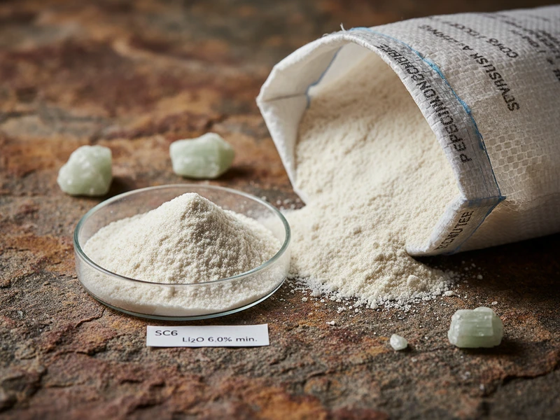 Off-white spodumene lithium concentrate powder for battery cathodes