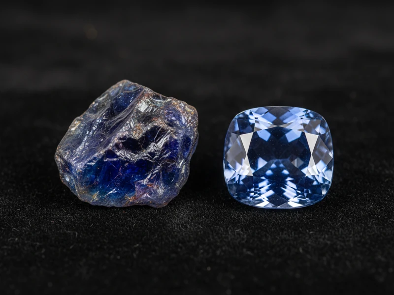 Vivid royal blue tanzanite crystals, green tsavorite garnet, and red rubies