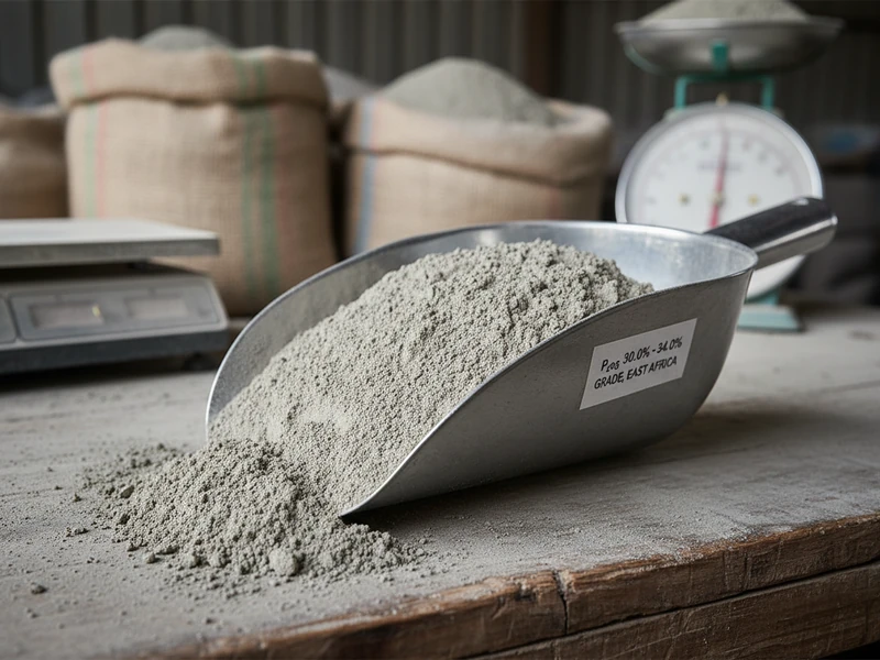 Grey powdered rock phosphate concentrate for NPK fertilizer plants